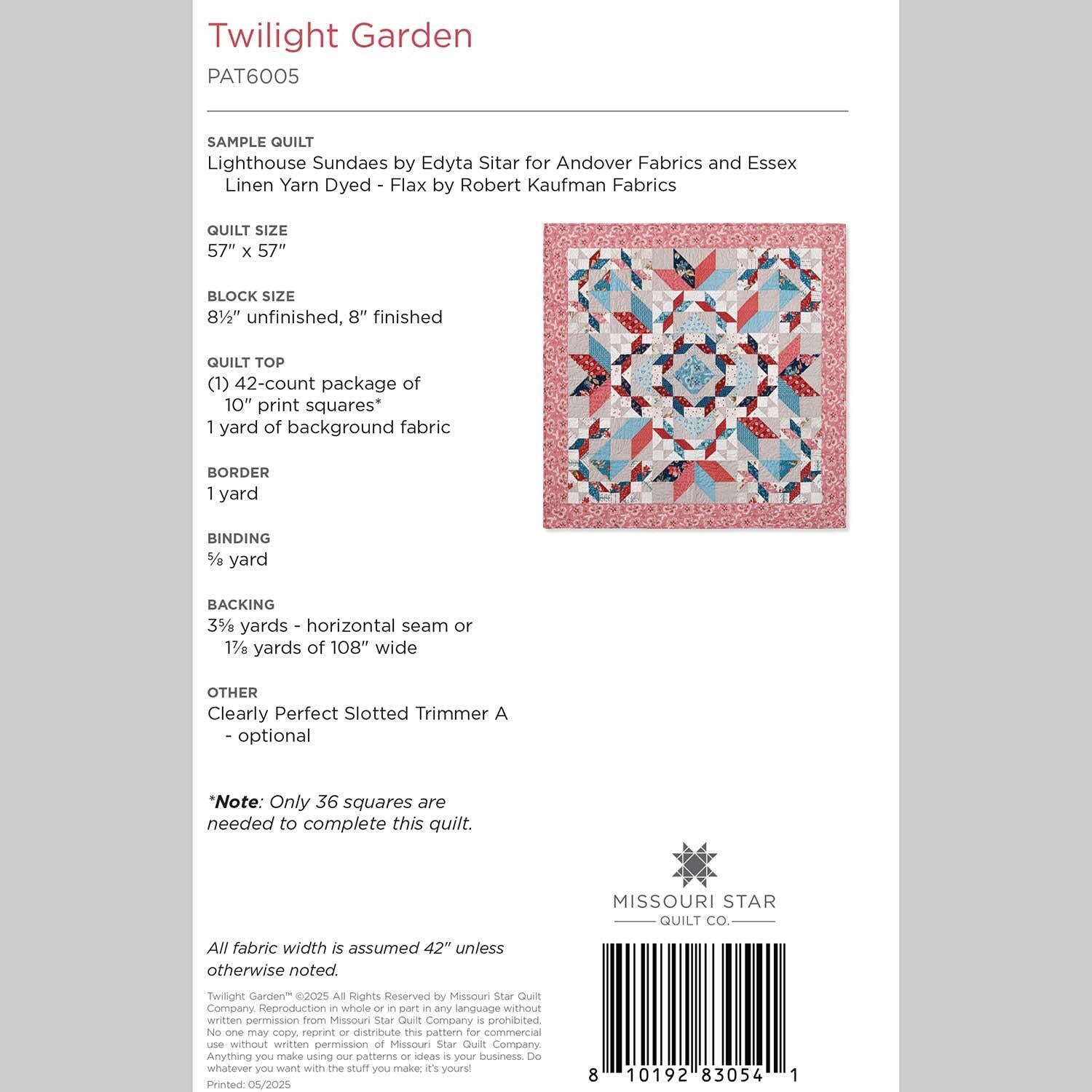 Digital Download – Twilight Garden Quilt Pattern by Missouri Star
